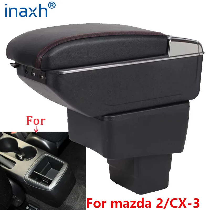 Dla Mazda CX-3 podłokietnik Retrofit do mazda 2 skyactiv wersja cx3 CX-3 podłokietnik samochdoowy pudełko do przechowywania samochód akcesoria do ładowania z USB