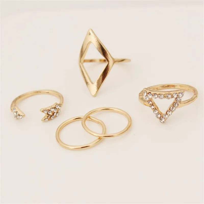 New fashion popular women's ring 5 piece set ring Arrow triangle joint ring sets Women Wedding Rings Gift