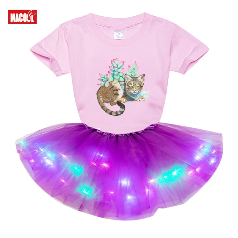 

Dress girls Princess little Girl Sets 2020 Summer Birthday party dress 2pc Light Tutu Dress+t Shirt Costume a birthday present