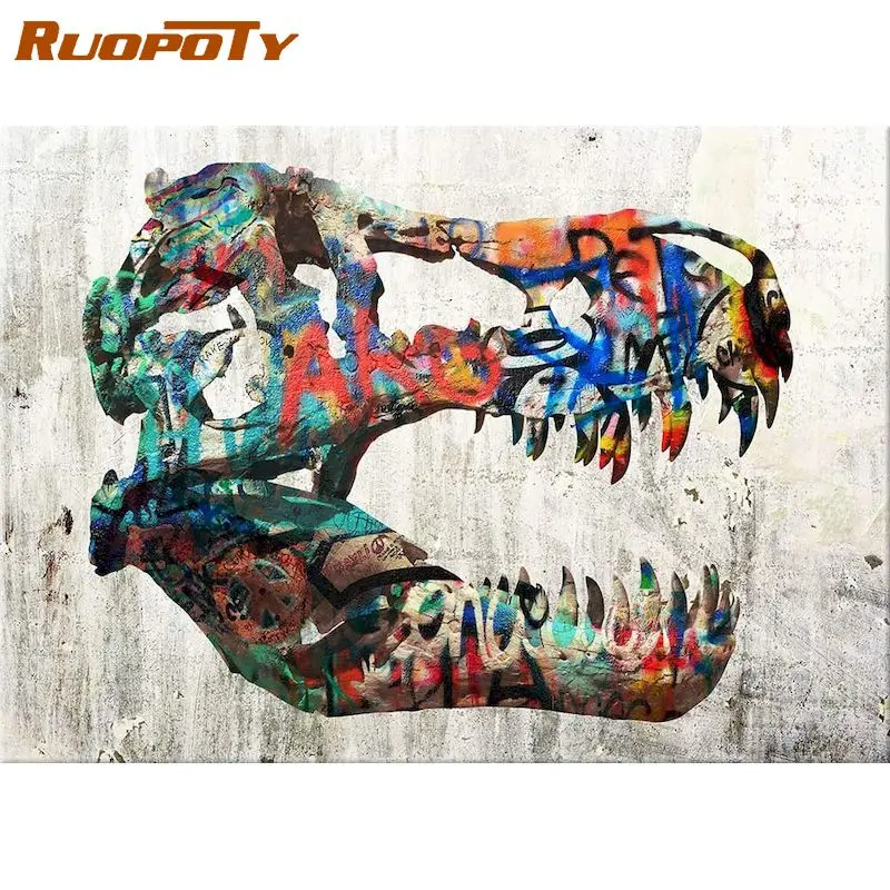 RUOPOTY DIY Painting by Number Graffiti Landscape Paint Color Handmade Drawing By Number For Adults On Canvas Diy Gift