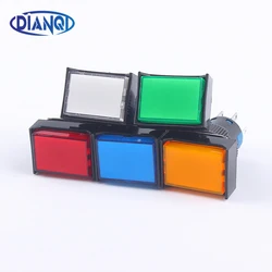 16mm 1NO1NC Latching Momentary Plastic Push Button Switch Rectangle Pilot Lamp Indicator Light With LED No LED