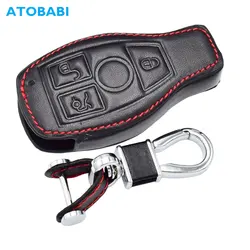 Leather Car Key Case For Mercedes Benz W204 W210 W211 C350 CL550 E200 E350 E550 ML350 ML450 Smart Remote Fob Protector Cover Bag