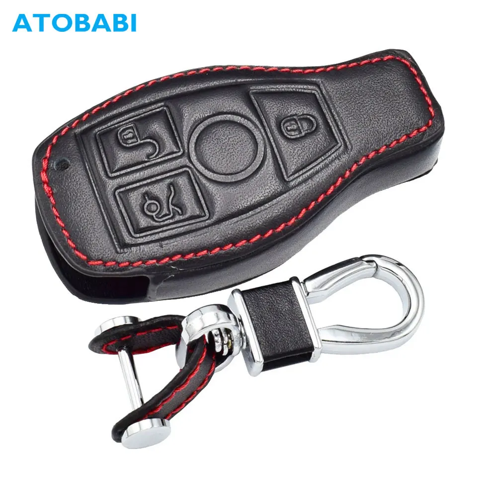 Leather Car Key Case For Mercedes Benz W204 W210 W211 C350 CL550 E200 E350 E550 ML350 ML450 Smart Remote Fob Protector Cover Bag