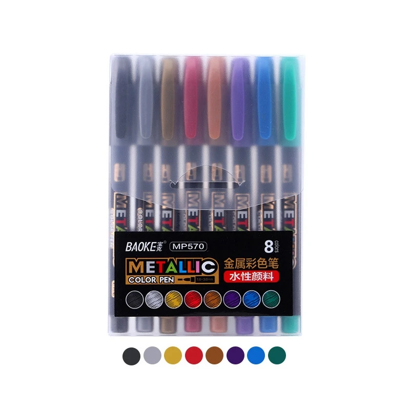 8Colors set Metalli Paint marker Pen Art Marker pen mark write Stationery Student Office school supplies Calligraphy pe