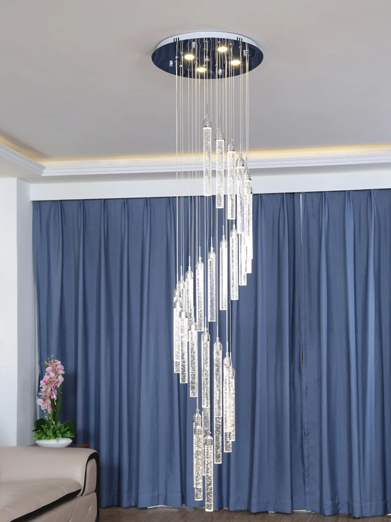 Home Suspension Lamp LED Crystal Chandeliers Lighting Spiral Chandelier Lights Stairway Lamp for Hotel Hall Indoor Staircase