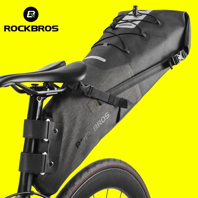 ROCKBROS Bike Bag Bicycle Saddle Bag Waterproof Bike Seat Bag 10-14L Capacity Cycling Saddle Bags Foldable Cycling Tail Rear Bag