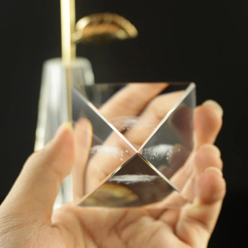 Crystal Pyramid 3D Laser Engraved Galaxy Glass Pyramid Fengshui Figurine Home Decoration Accessories for Living Room