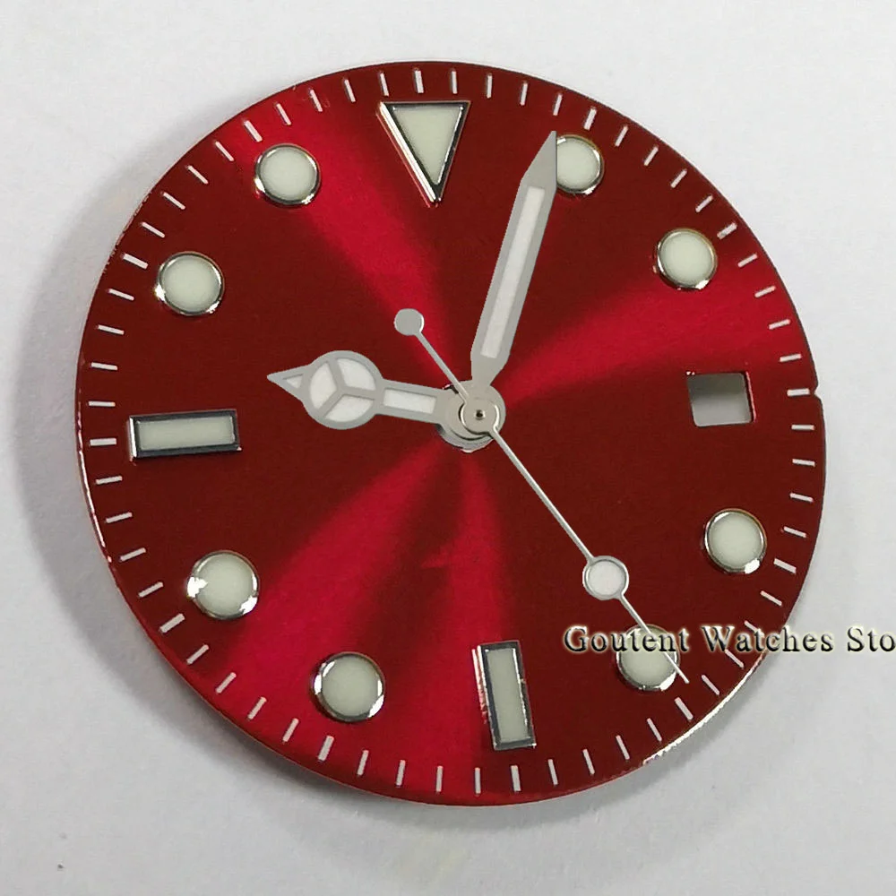 Goutent 28.5mm Sterile 1PCS Red Watch dial + Watch hands fit NH35 ETA2824 2836 Miyota 8215 821A，DG2813 3804 Movement