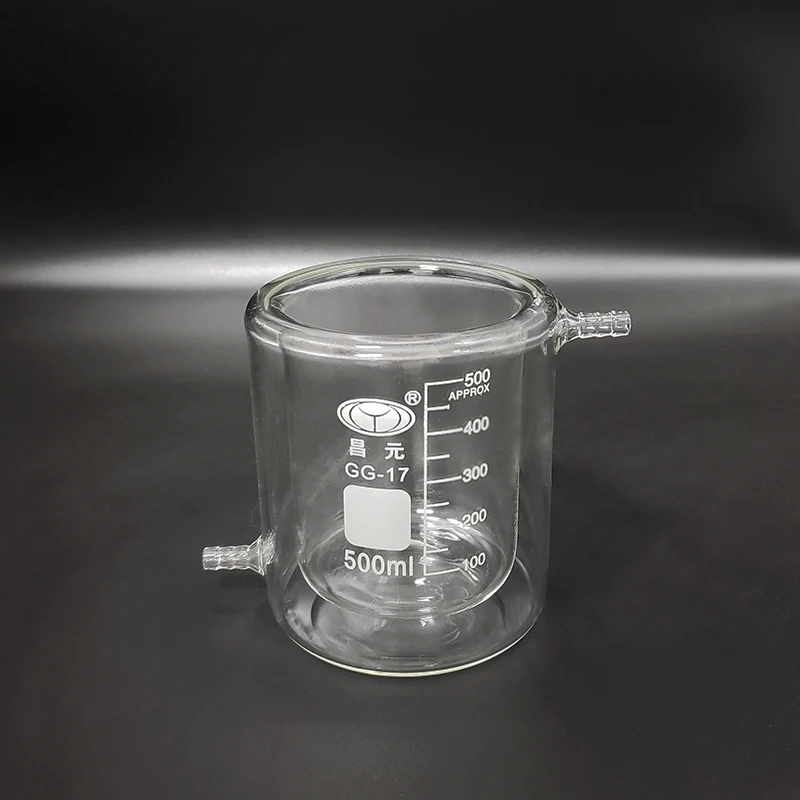 Double-deck beaker with tick mark,Capacity 500ml,Double-layer cold trap,Photocatalytic reaction bottle