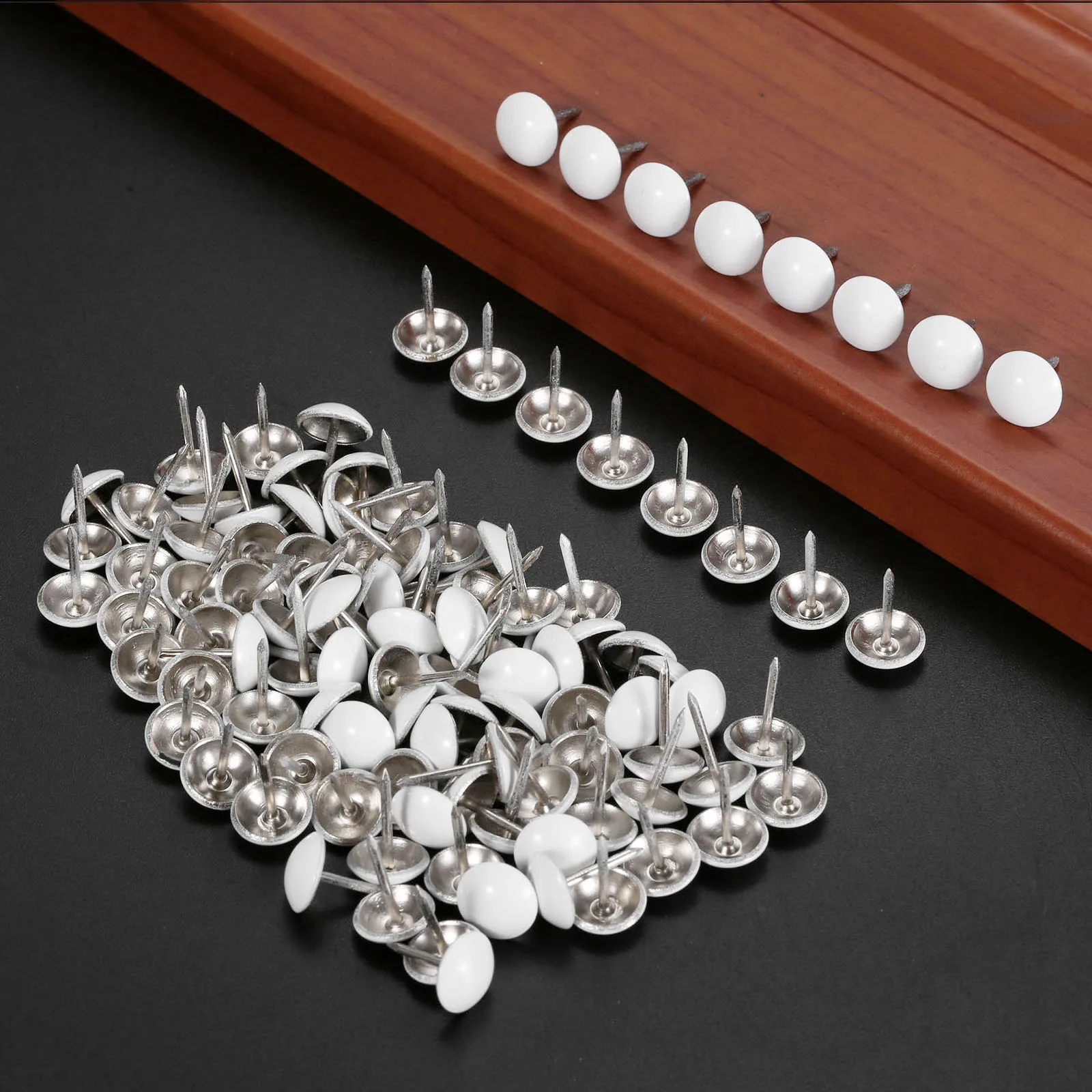 50Pcs White Metal Upholstery Nail,Antique Jewelry Case Box Sofa Decorative Tack Stud Pushpin Modern Furniture Nails 11*17mm