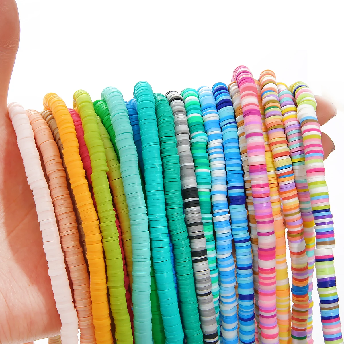 350Pcs 3/4/5/6mm Multicolor Flat Round Polymer Beads Chip Disk Loose Spacer Beads For DIY Jewelry Making Bracelets Handmade