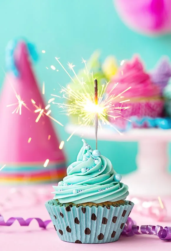 5x7ft  Color Sparkler Birthday Cupcake Happy Party Cake Custom Photo Studio Background Backdrop Vinyl  220cm x 150cm