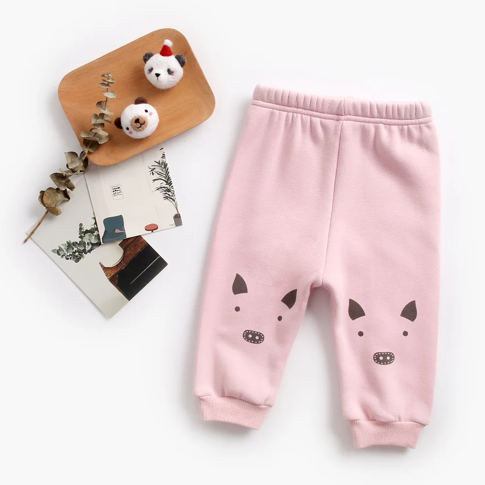 6-36M Newborn Kid Baby Boys Girls Clothes Winter Warm Fleece Pant Cute Sweet Cotoon Thick Trousers Cartoon Lovely Baby Clothing