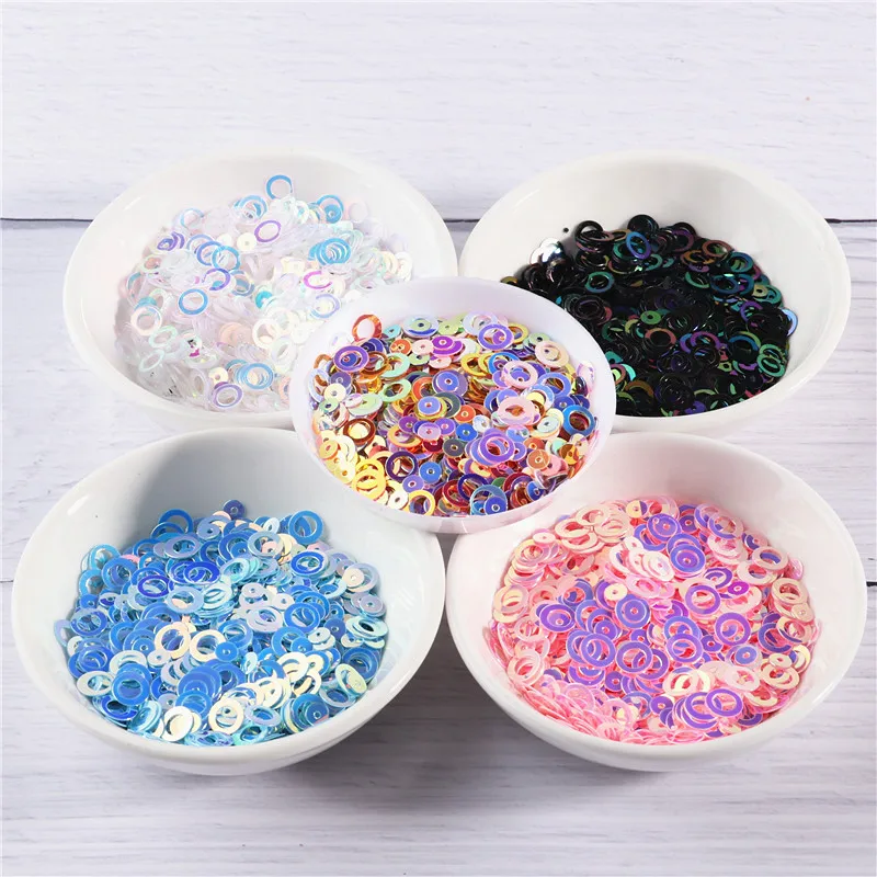 10g/Pack Amazing Glitter Sequin 4mm/6mm Ring Circle Round Shape Loose sequins for nail Art Women Sewing Kids Diy Accessories