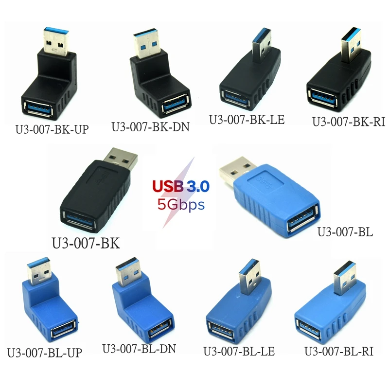 90 Degree 5Gbps High-Speed Left Right Up Down Angled USB 3.0 A Male To Female Adapter Connector For Laptop PC Drop ship