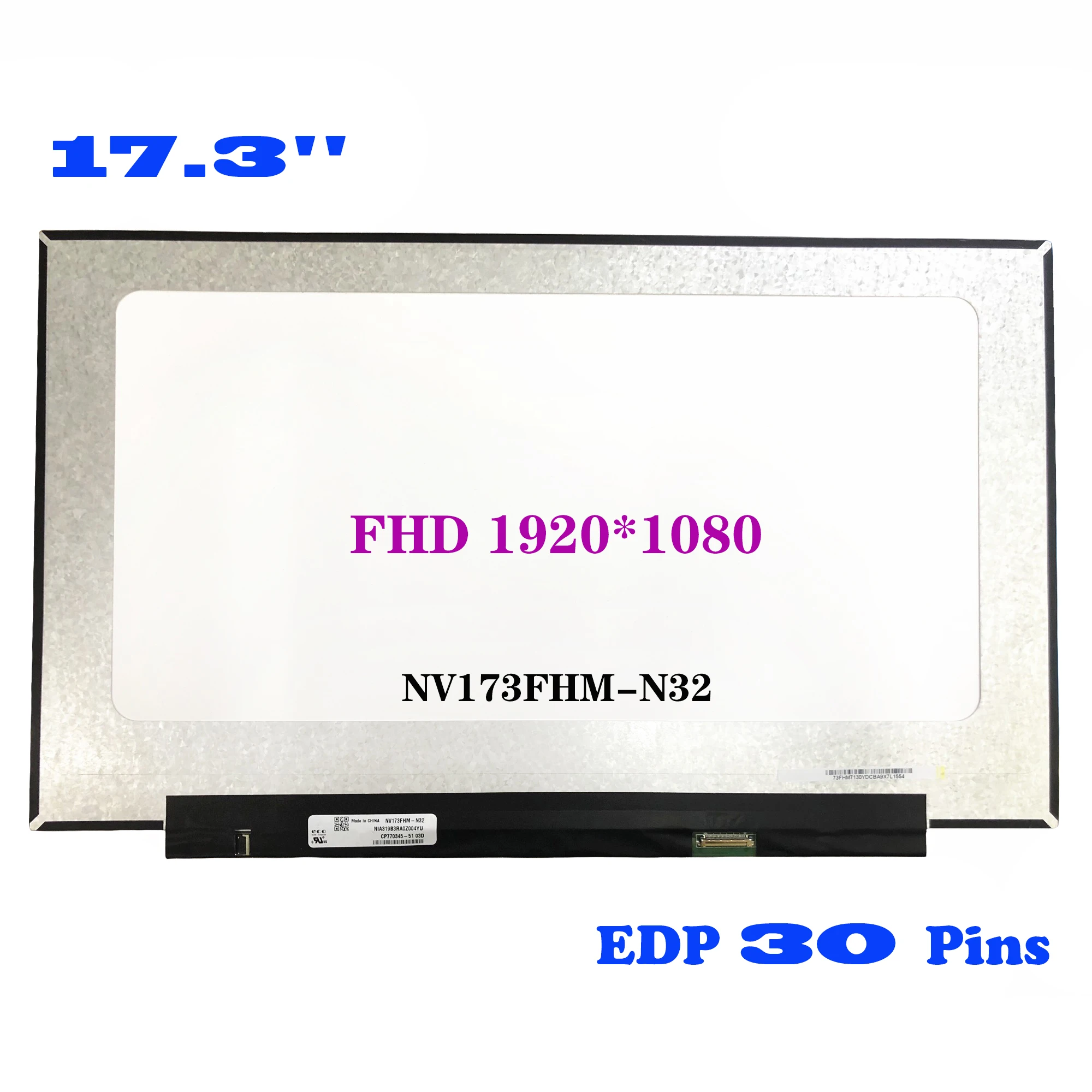 17.3 Polegada painel de exibição lcd NV173FHM-N49 n46 n32 N173HCE-E3A b173han04.2 sem furos de parafuso 1920*1080 ips 30 pinos tela do portátil