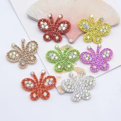 14Pcs 30*26mm Colorful Padded Butterfly Patches Rhinestone for DIY Clothing Accessories Handmade Headwear Bow Decor Appliques