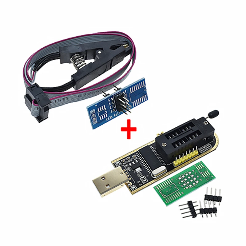 CH341A XTW100 24 25 Series EEPROM Flash BIOS CH341 USB Programmer Module + SOIC8 SOP8 Test Clip For EEPROM 93CXX / 25CXX / 24CXX