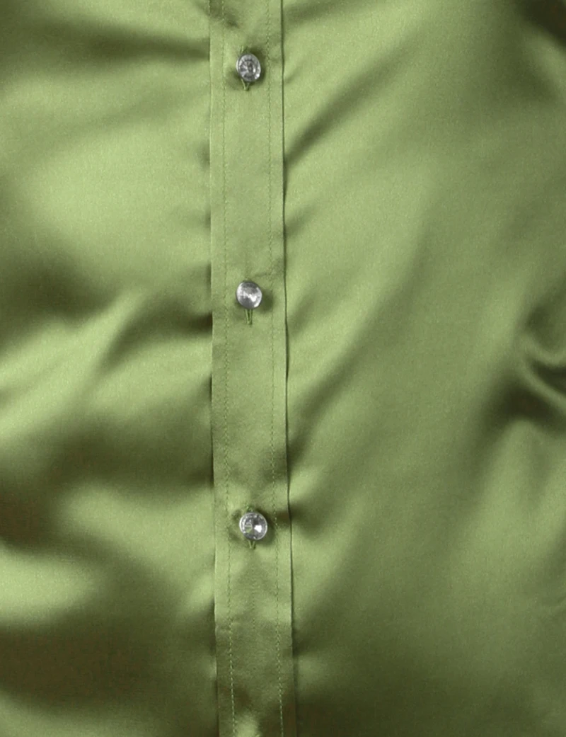 Camisa de vestir de satén de seda verde para hombre, camisa de manga larga de lujo para fiesta de baile informal, esmoquin suave sin arrugas, 2023