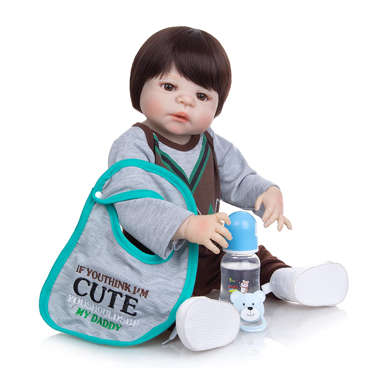 Bebes 23 Inch Reborn Boy Alive Doll Full Body Silicone 57 cm Realistic Newborn Babies Doll For Children's Day Xmas Gifts