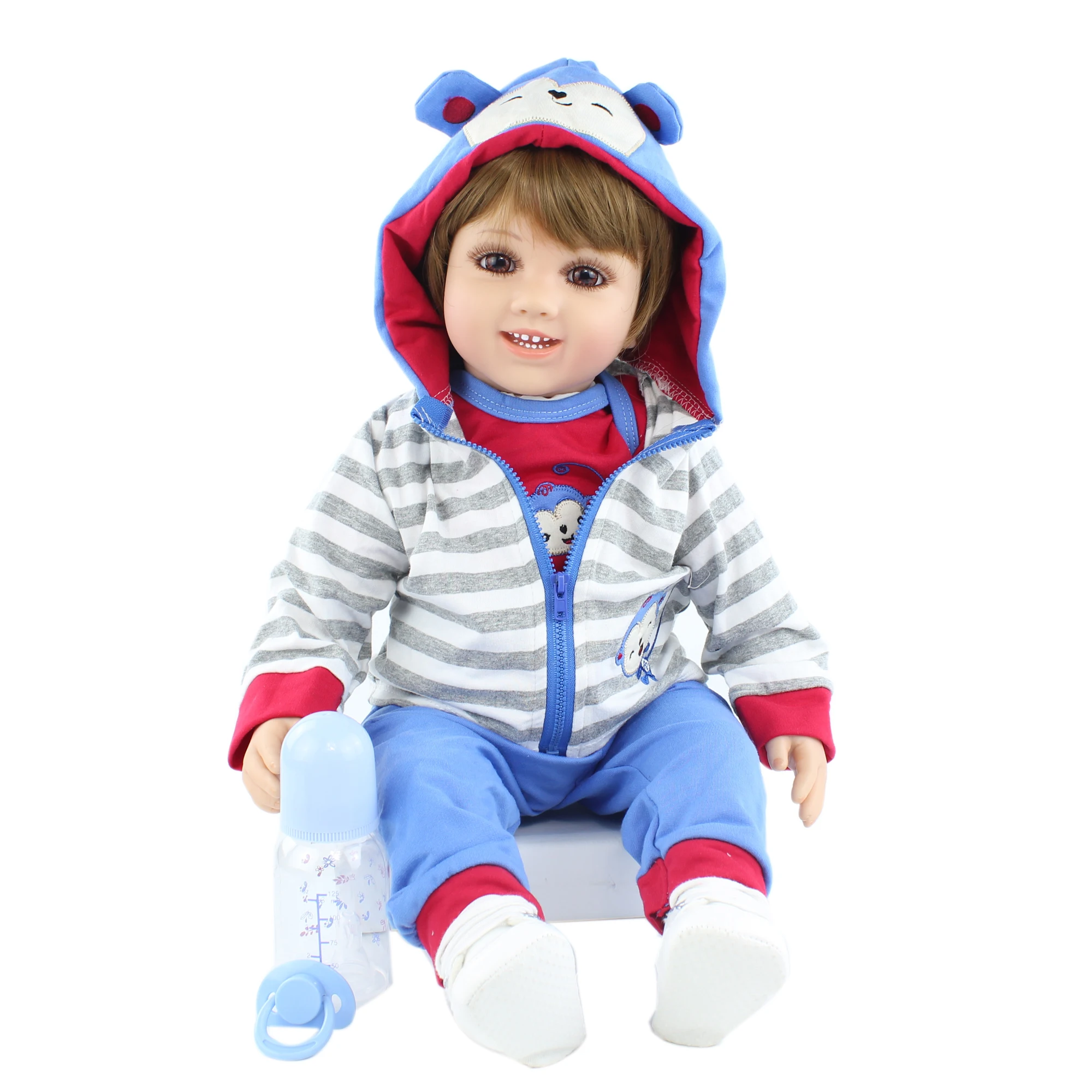 60 CM panno corpo Silicone Reborn Boy Doll per ragazza scimmia vestiti Set vinile neonati Boneca bambino regalo di compleanno gioca a casa