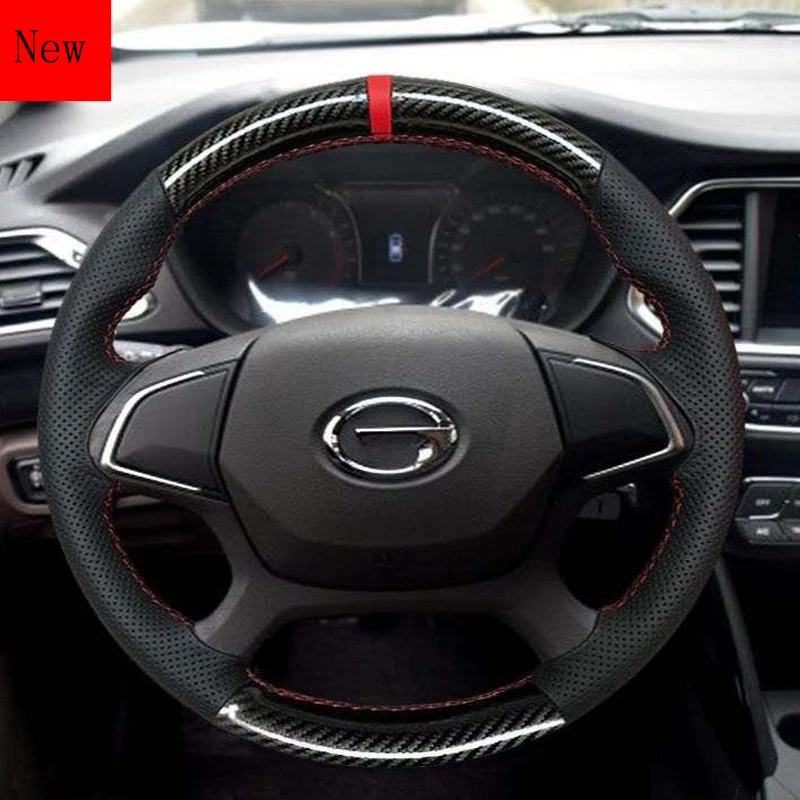 

Hand-stitched Leather Carbon Fibre Car Steering Wheel Cover for GAC Trumpchi GS4 GS4 Interior Car Accessories