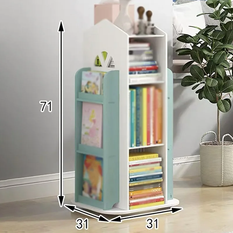 360° Rotating Children\'s Bookshelf Picture Book Magazine   Newspaper Rack Floor Simple Book Shelf For Home Bookcases Furniture