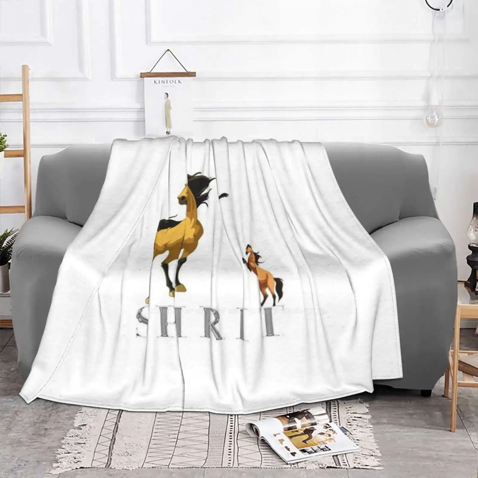 Spirit : Stallion Of The Cimarron Creative Design Light Thin Soft Flannel Blanket Spirit Horse Cartoon Netflix