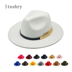 Men Fedora Hats Special Felt Hatwith Belt Women Vintage Trilby Caps Wool Fedora Warm Jazz Hat Chapeau Femme feutre Panaman hat