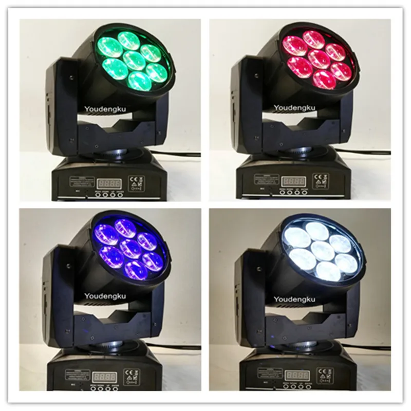 4pcs Colorful stage bar light mini moving heads dmx led 7x12w rgbw 4 in 1 led zoom wash moving head beam moving lights