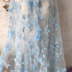 Tessuto di Tulle con ricamo a rete a fiori 3D di moda per tessuto di design gonna abito da sposa, al metro