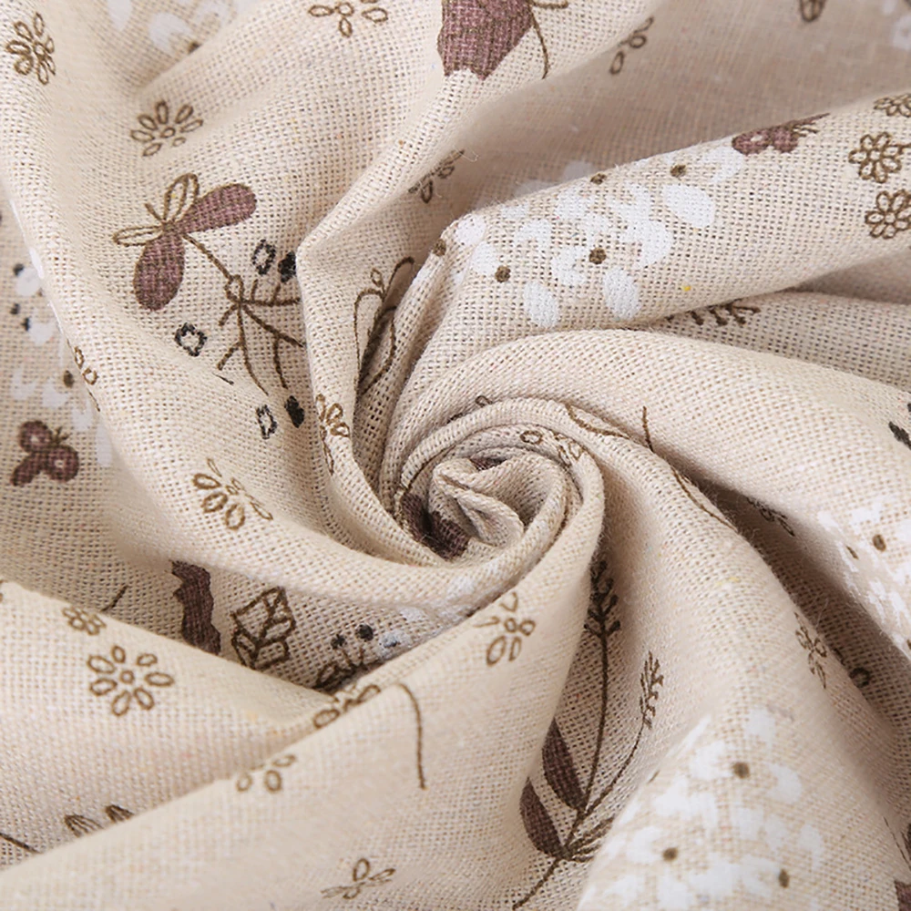 50cmx150cm Printed Beige Flower Pattern Fabric High Quality Sewing Linen Fabric Material For Handbag Garments