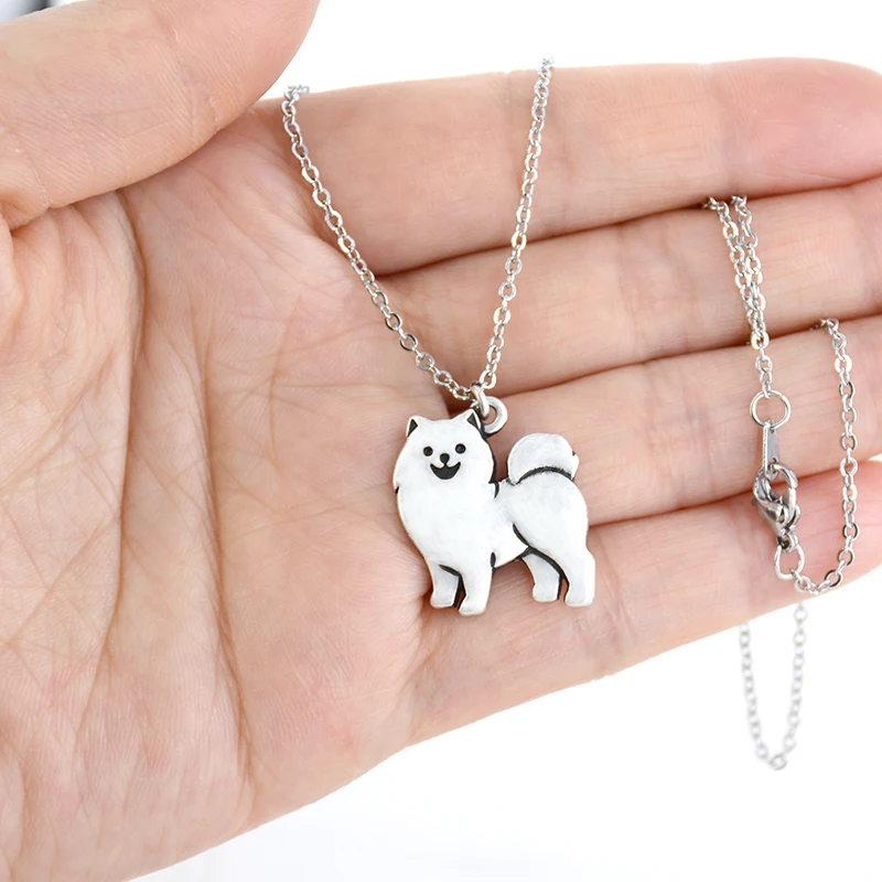 Simple Samoyed & Alaskan Malamute Dog Pendant Necklace Choker For Women Stainless Steel Long Chain Necklace Kids Boho Jewelry