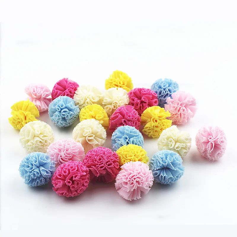 30Pc 25mm Cloth flower ball paste jewelry DIY Craft Supplie Headwear Brooch Crochet Toys Decor Jewelry Accessory Small Caps Gift