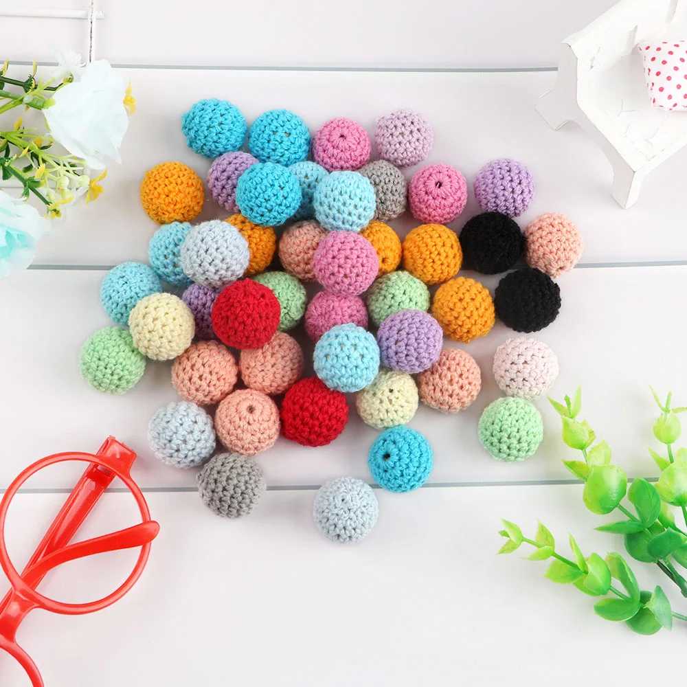 16/20MM Knitting Crochet Round Wooden Beads 20Pcs/Lot Handmade Ball DIY Necklace Jewelry Organic Teething Bracelet Beads