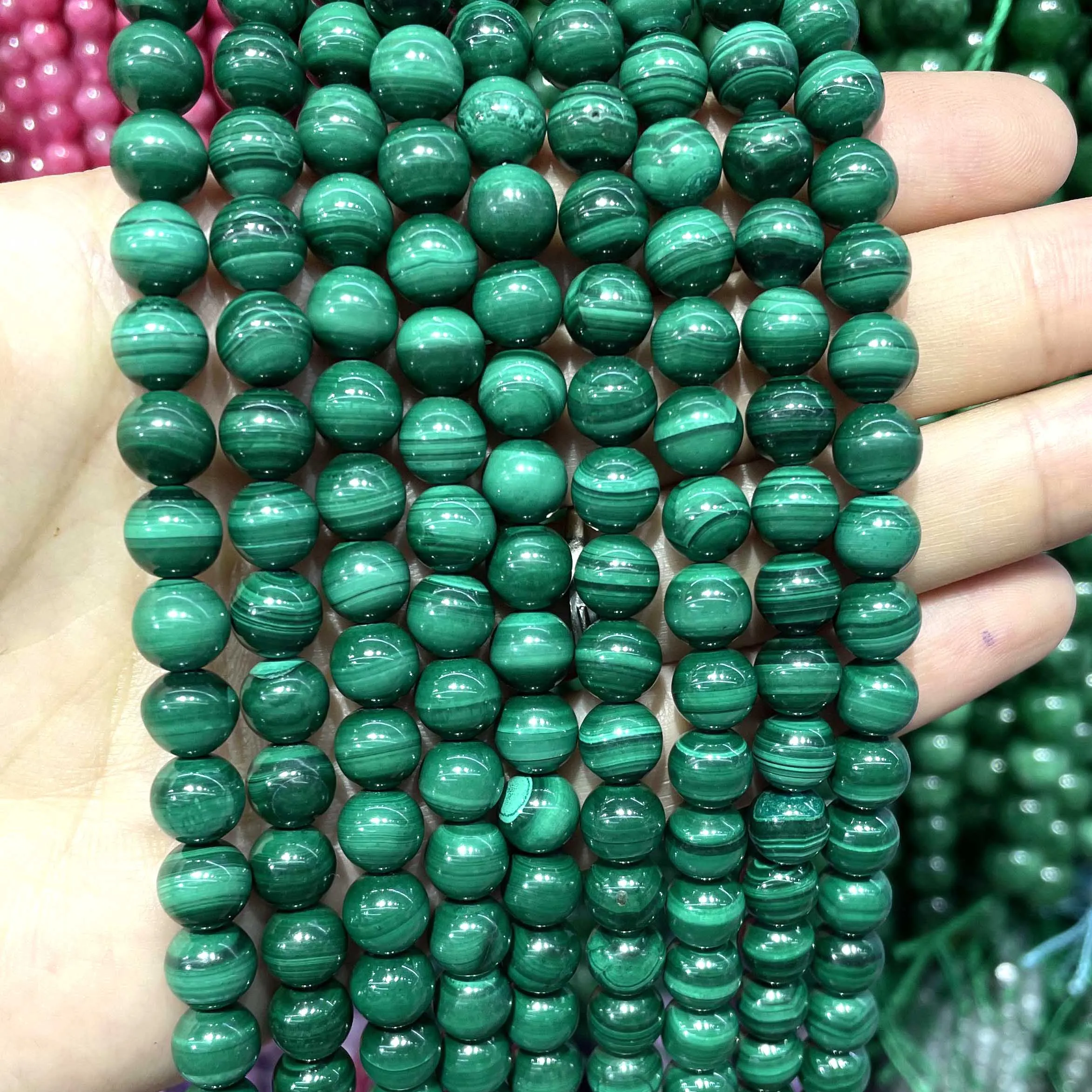 Natural Genuine Stone Green Malachite Round Loose Beads For Jewelry Making DIY Bracelet Necklace Accessories 4/6/8/10/12mm