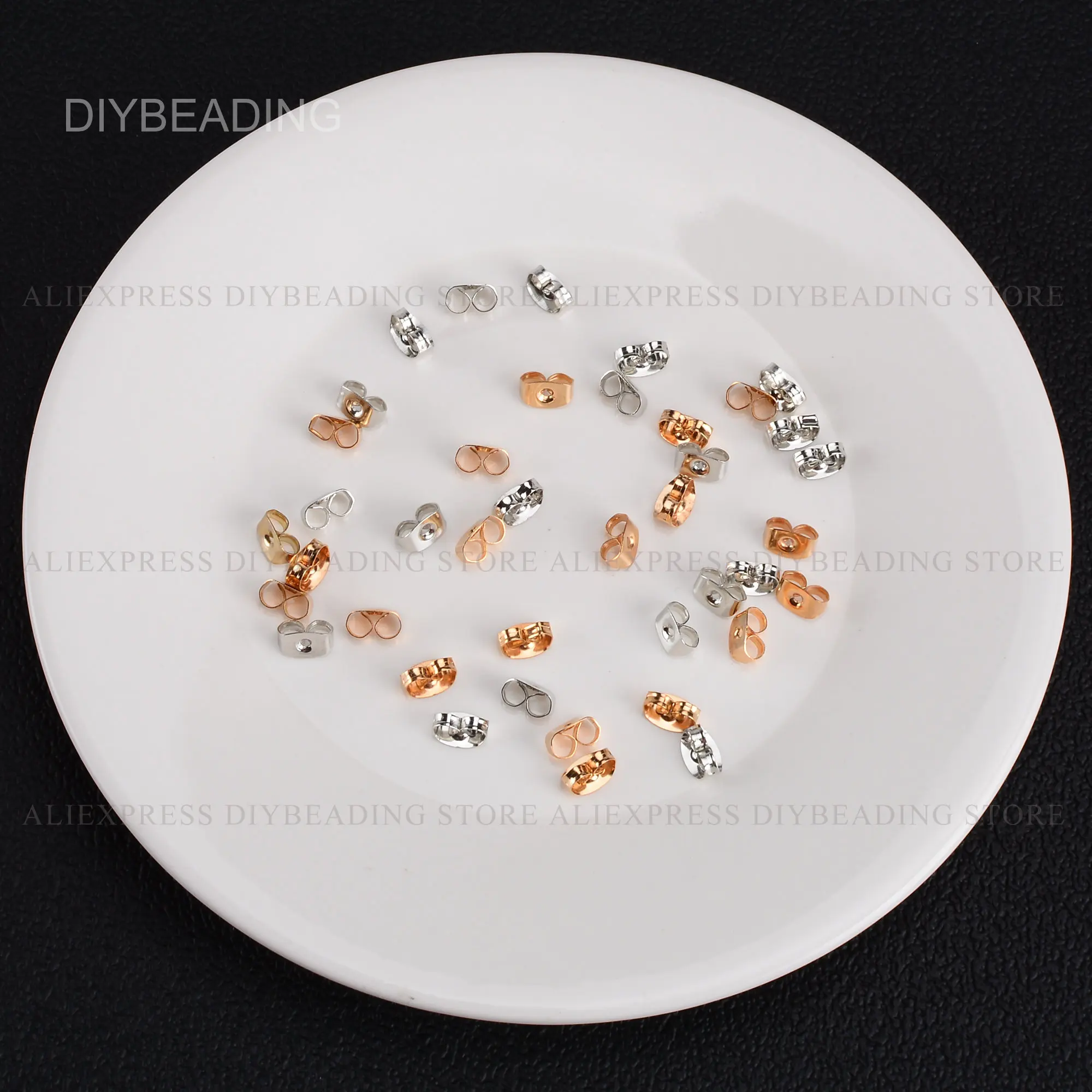 100-500 Pcs Butterfly Earnuts/ Earring Backs/ Stopper/ Ear Post/ Earwire Nuts 5mm 6.5mm White/KC Gold Electroplated Iron Finding