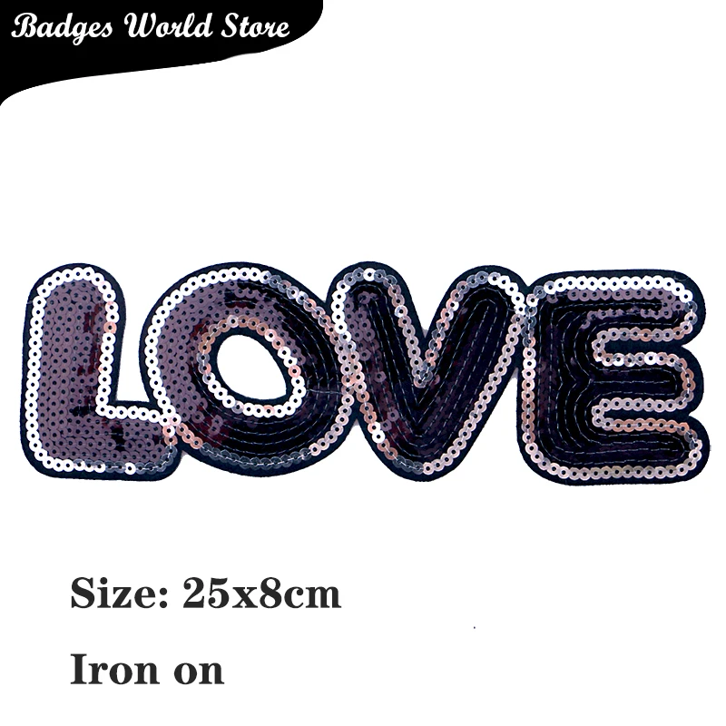 Cartoon Decorative Shiny Love Sequin icon Embroidered Applique Patches For Stickers DIY Iron on Badges on the backpack