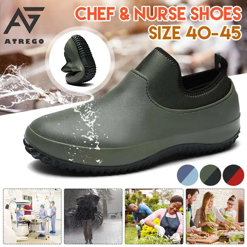 

Men Slip on Resistant Oil-proof Kitchen Shoes Chef Multifunctional Restaurant Garden Waterproof Safety Work Medical Shoes Male