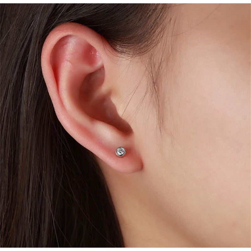 Stud Earrings For Women And Men Silver Plated Bubble Cubic Zirconia Round Stone Simple Earrings Small Fashion Jewelry CCE631 image 6