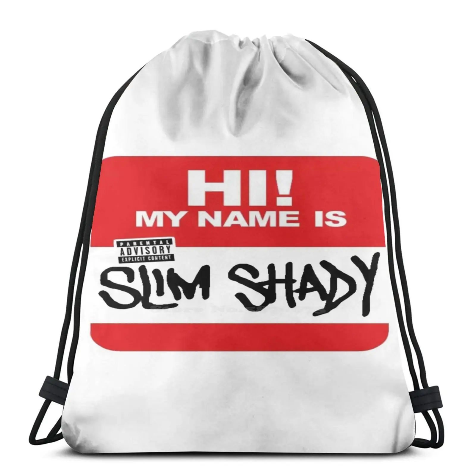 Hello My Name Is Backpacks For School Teenagers Girls Travel Gym Drawstring Bags Slim Shady Eminem Rapper Rap God American