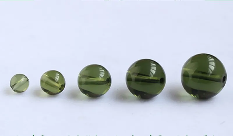 one piece loose beads Moldavite green grass round 5/6/8/10/12/14mm  for DIY jewelry making FPPJ wholesale nature gemstone