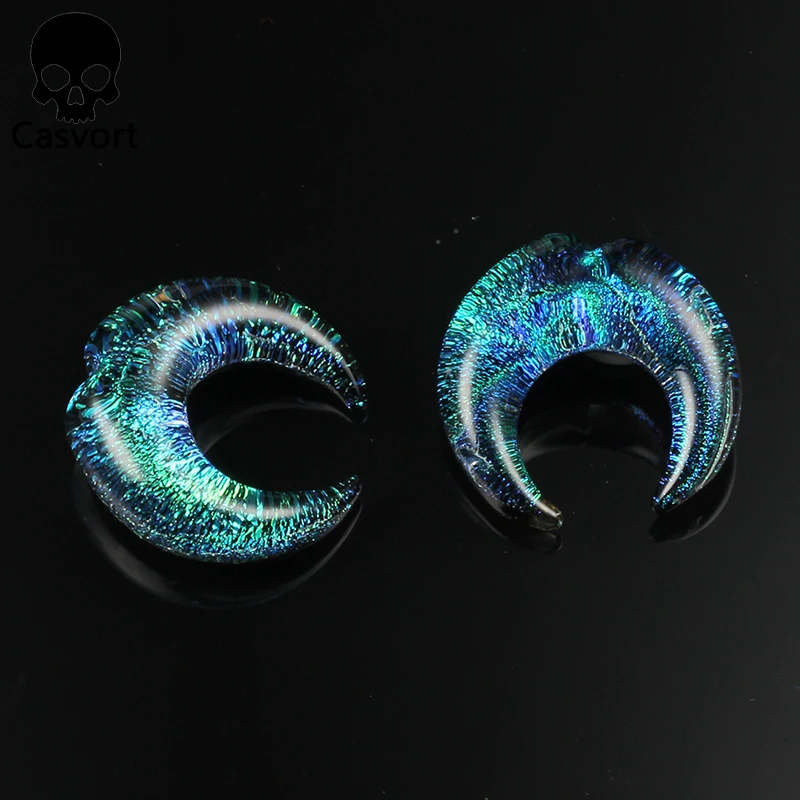 Casvort 2PCS Colorful Crescent Piercing Ear Plugs Expanders Earring Strechers Fashion Gift For Unisex Jewelry Body Sell By Pair