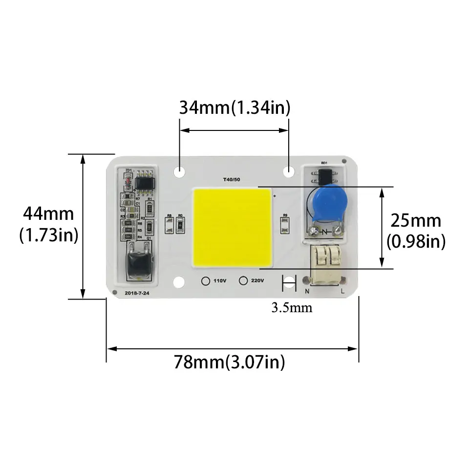 2Pcs 50W LED COB Chip AC110V AC220V Dimmable Grow LED Light Cold Warm White Red Blue Full Spectrum For DIY Spotlight Floodlight