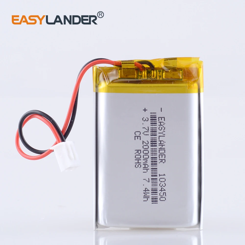 XHR-2P 2.54 Small pudding kid-learning story machine 3.7 v 103450 2000 mah general charging  lithium polymer battery  batteries