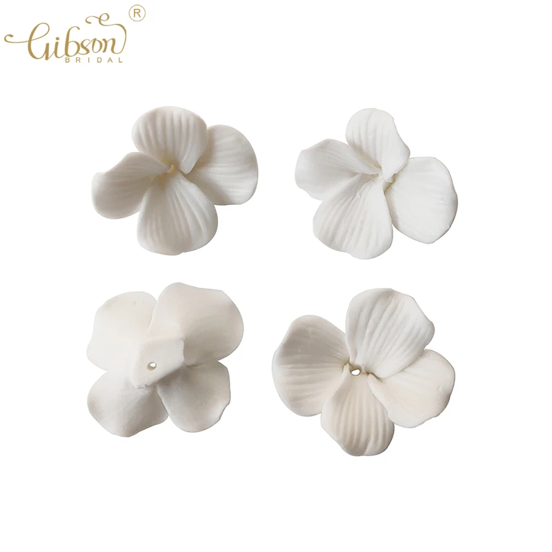 

20pcs White Color Flat Bottom Ceramic Flowers For Wedding Jewelry DIY Accessory Earring Parts Porcelain Floral