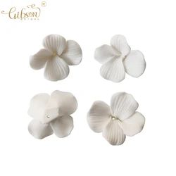 20pcs fiori in ceramica a fondo piatto di colore bianco per gioielli da sposa accessori fai da te orecchini in porcellana floreale