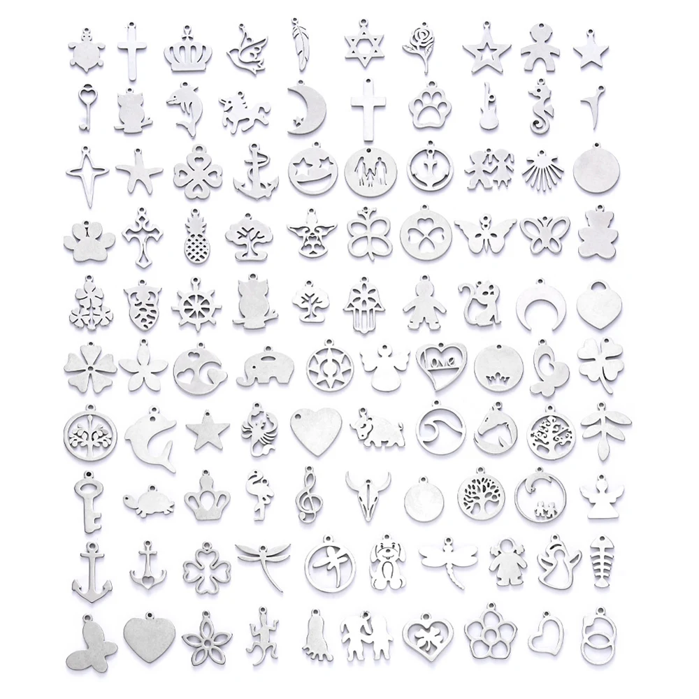 Hot 100 Types Stainless Steel Charms New Random Mix 10/100pcs Marine Animal Metal Bead Pendant Jewelry Making Accessories