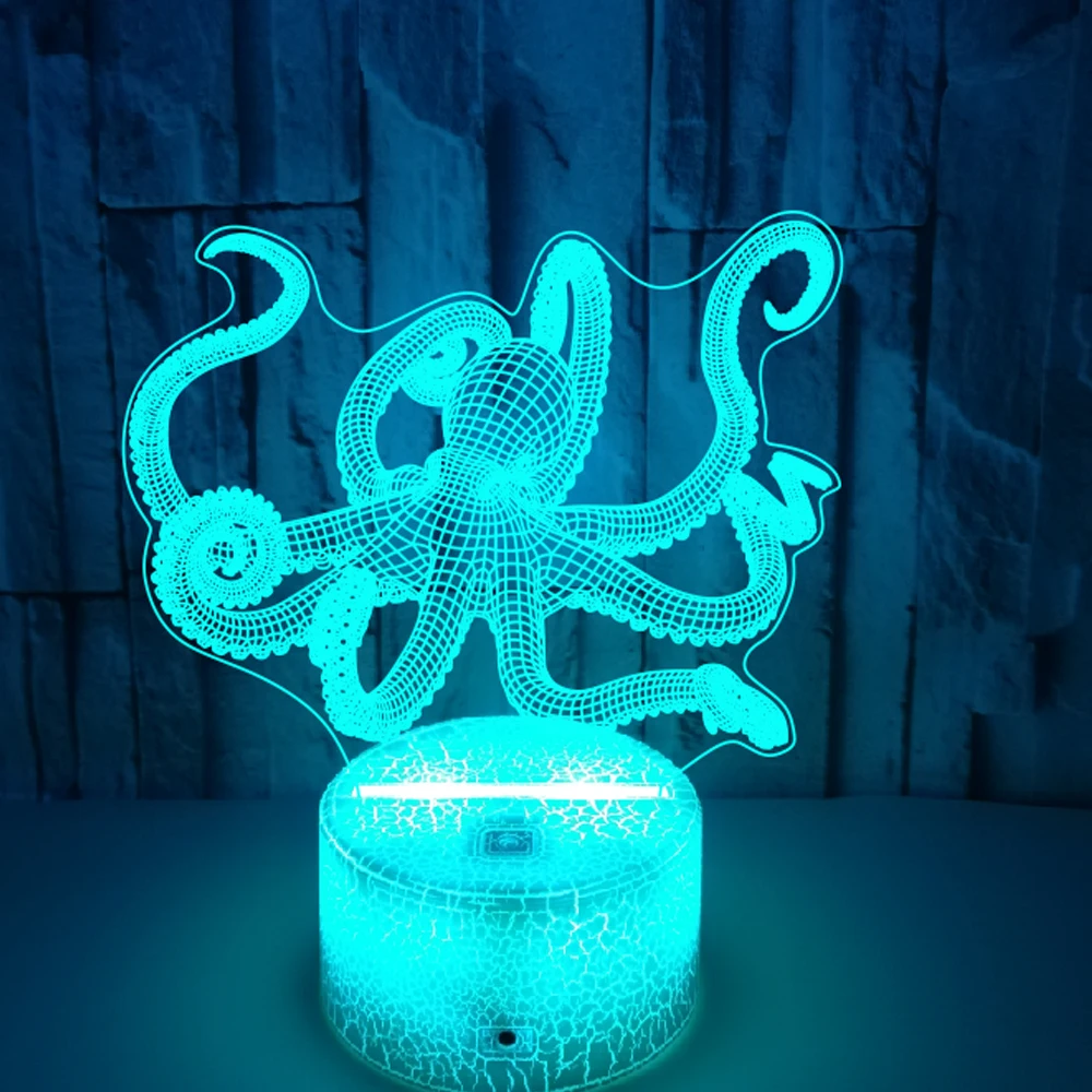 Octopus 3D LED Table Light USB Touch Light as Bedside Lamp 7 Color Changing Atmosphere Light for Kids Night Light Xmas Gift