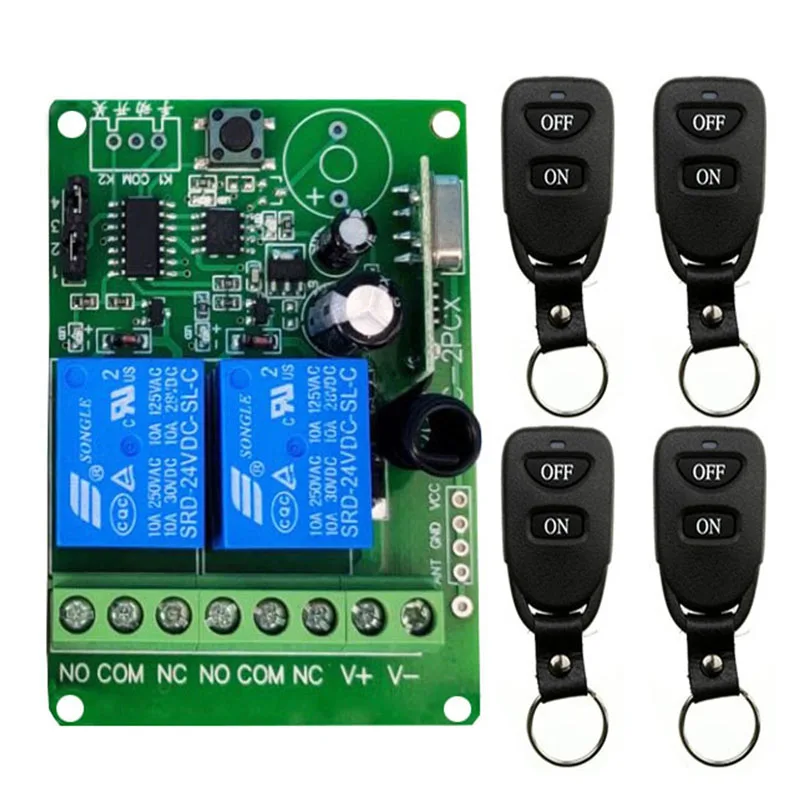 

Wireless Remote Control Light Switch 10A Relay Output Radio DC12V 24V 2CH 2 CH Receiver Module + Belt buckle Transmitter